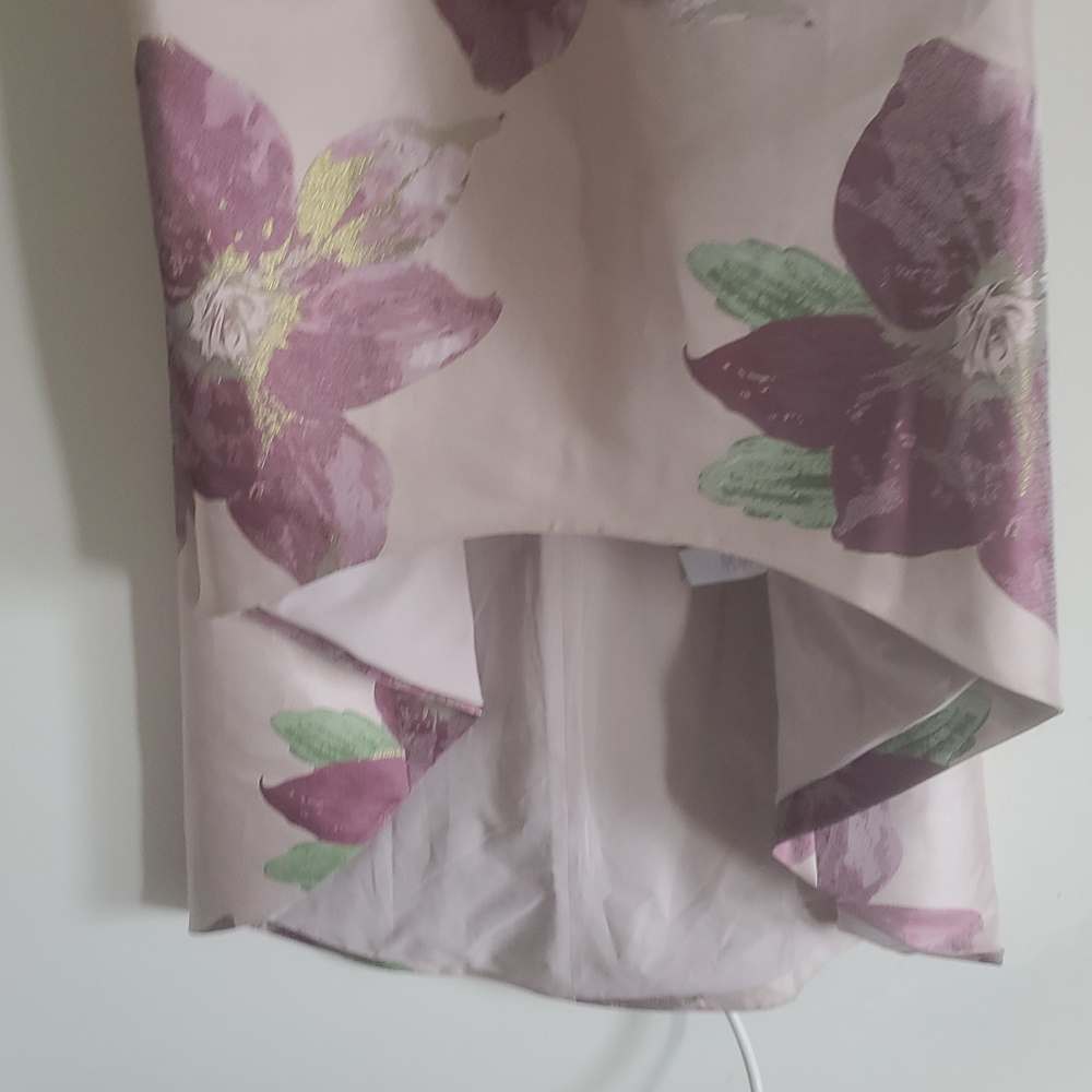 NWUT KAY  UNGER NEW YORK PALMER FLORAL JACQUARD HI-LOW GOWN - Picture 8 of 15